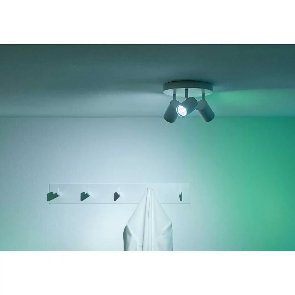Luminaires Philips Plafonnier Philips Wiz Imageo Led Blanc, 3 Lumieres, Changeur De Couleurs