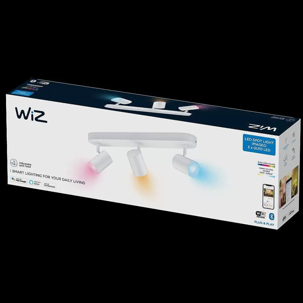 Luminaires Philips Plafonnier Philips Wiz Imageo Led Blanc, 3 Lumieres, Changeur De Couleurs