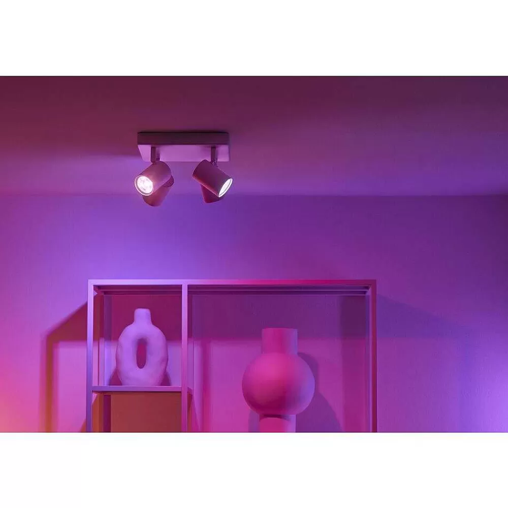 Luminaires Philips Plafonnier Philips Wiz Imageo Led Blanc, 4 Lumieres, Changeur De Couleurs