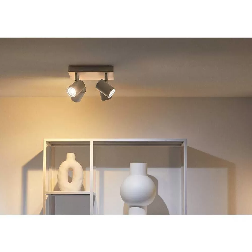 Luminaires Philips Plafonnier Philips Wiz Imageo Led Blanc, 4 Lumieres, Changeur De Couleurs