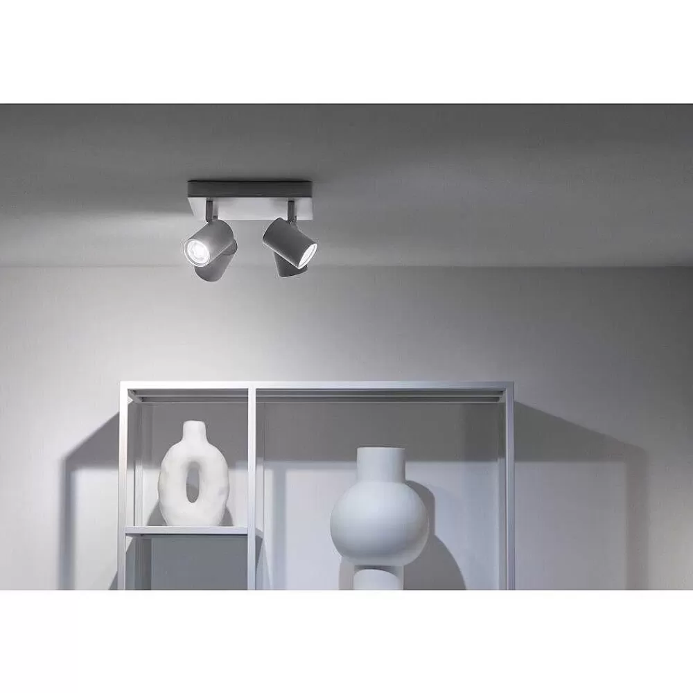 Luminaires Philips Plafonnier Philips Wiz Imageo Led Blanc, 4 Lumieres, Changeur De Couleurs