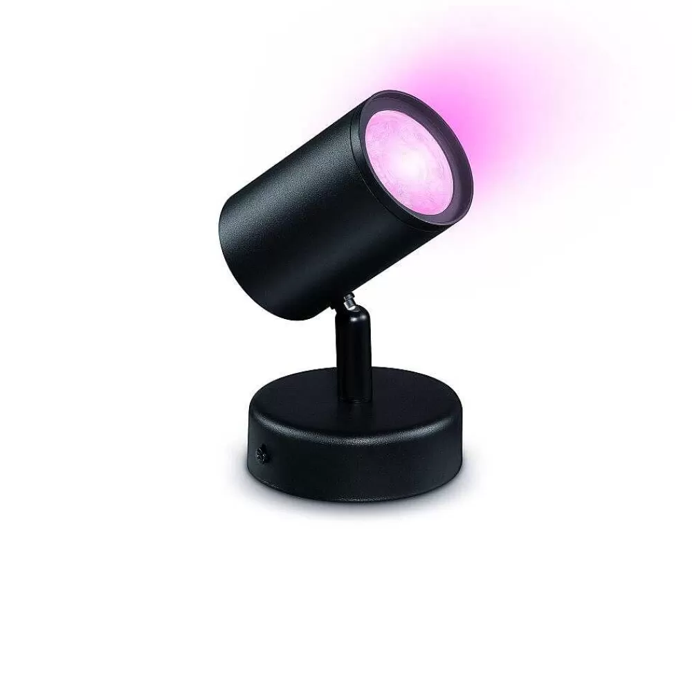Luminaires Philips Plafonnier Philips Wiz Imageo Led Noir, 1 Lumiere, Changeur De Couleurs
