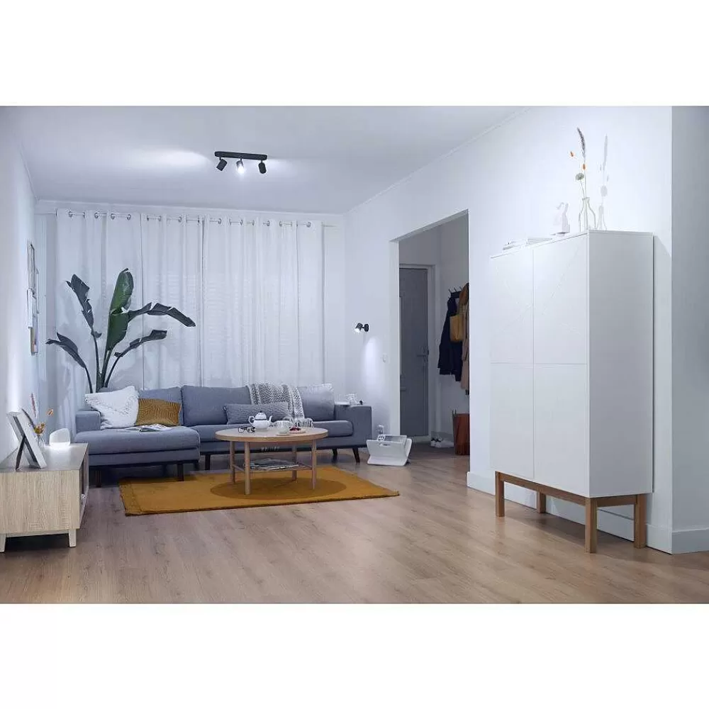 Luminaires Philips Plafonnier Philips Wiz Imageo Led Noir, 3 Lumieres, Changeur De Couleurs
