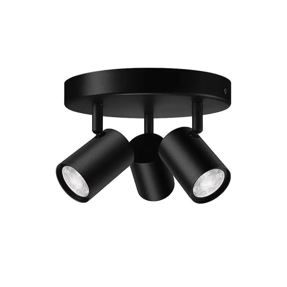 Luminaires Philips Plafonnier Philips Wiz Imageo Led Noir, 3 Lumieres, Changeur De Couleurs