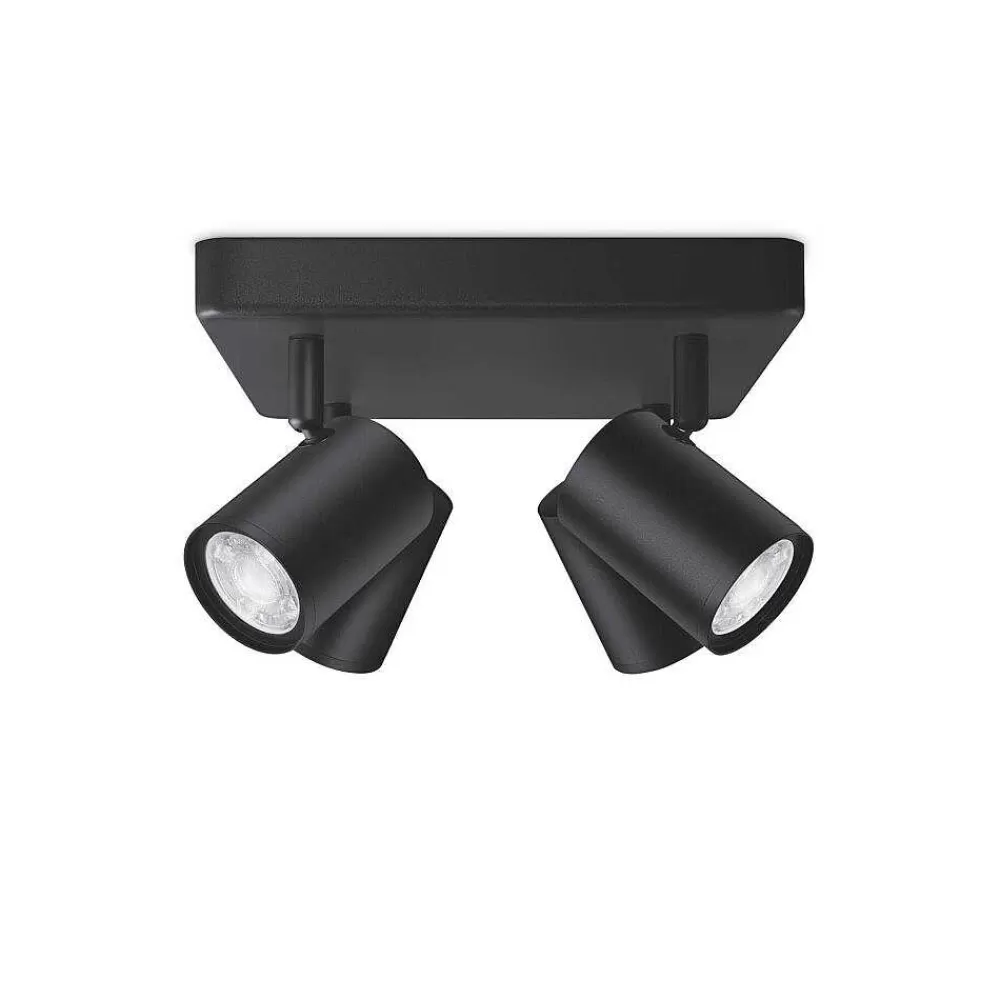 Luminaires Philips Plafonnier Philips Wiz Imageo Led Noir, 4 Lumieres, Changeur De Couleurs