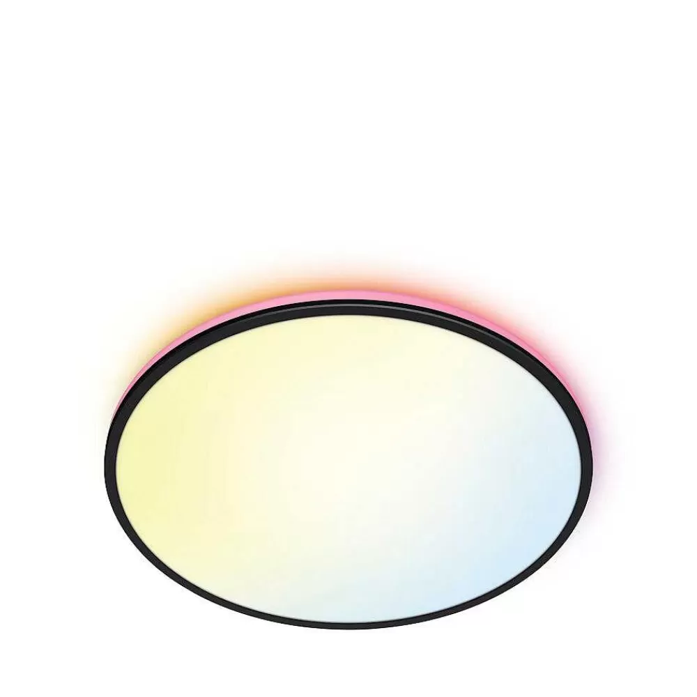 Luminaires Philips Plafonnier Philips Wiz Rune Led Noir, Blanc, 1 Lumiere, Changeur De Couleurs