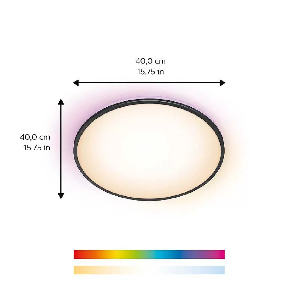 Luminaires Philips Plafonnier Philips Wiz Rune Led Noir, Blanc, 1 Lumiere, Changeur De Couleurs