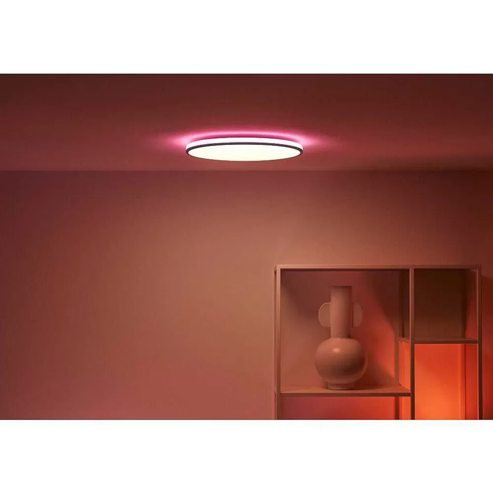 Luminaires Philips Plafonnier Philips Wiz Rune Led Noir, Blanc, 1 Lumiere, Changeur De Couleurs