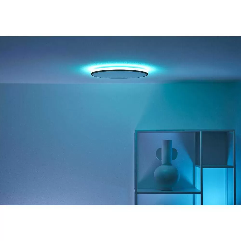 Luminaires Philips Plafonnier Philips Wiz Rune Led Noir, Blanc, 1 Lumiere, Changeur De Couleurs