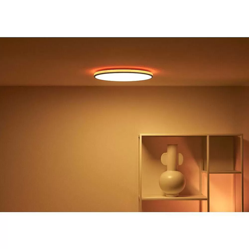 Luminaires Philips Plafonnier Philips Wiz Rune Led Noir, Blanc, 1 Lumiere, Changeur De Couleurs