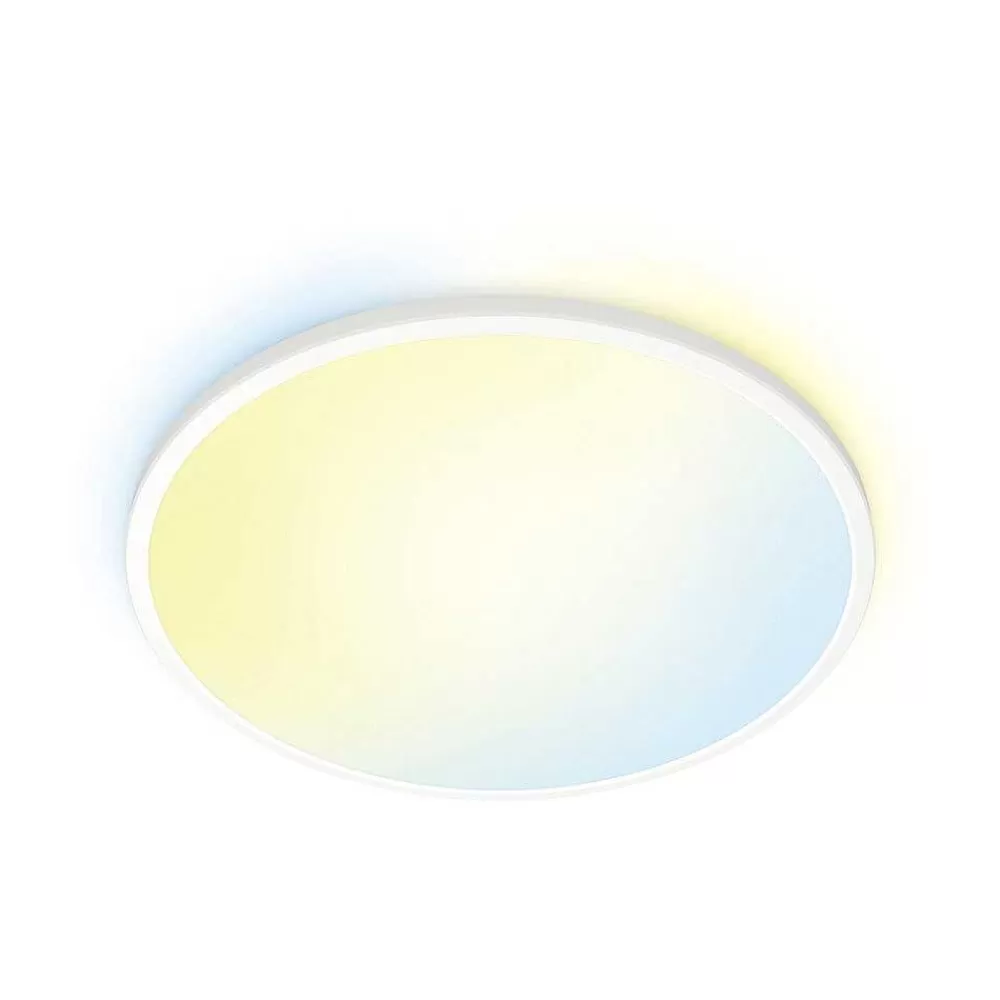 Luminaires Philips Plafonnier Philips Wiz Superslim Led Blanc, 1 Lumiere, Changeur De Couleurs