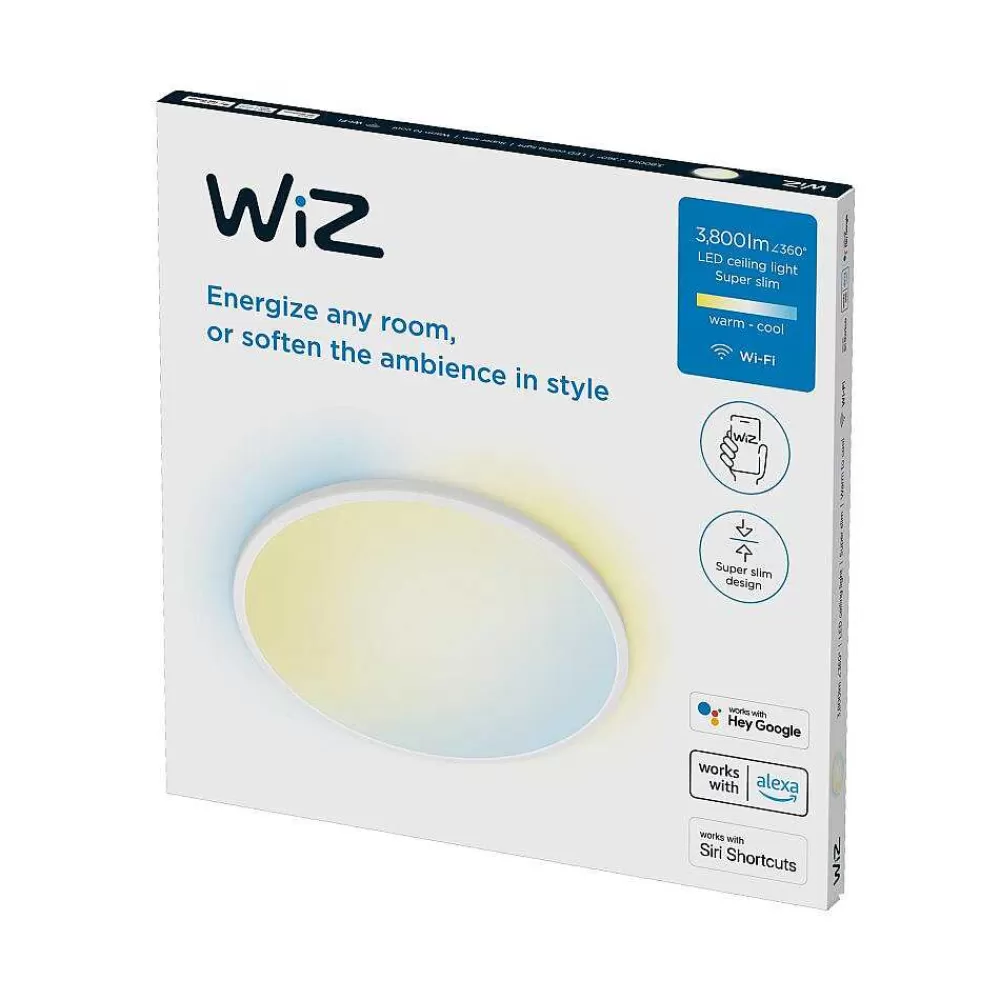 Luminaires Philips Plafonnier Philips Wiz Superslim Led Blanc, 1 Lumiere, Changeur De Couleurs