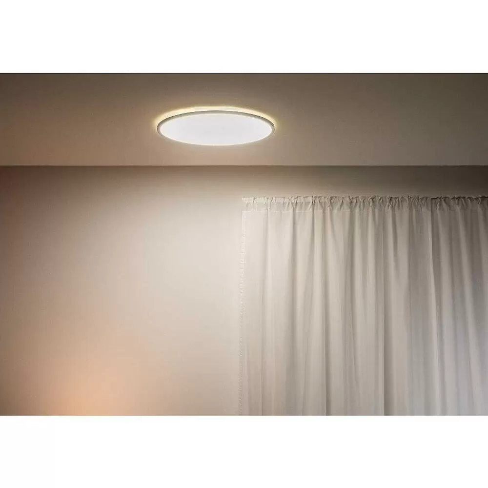 Luminaires Philips Plafonnier Philips Wiz Superslim Led Blanc, 1 Lumiere, Changeur De Couleurs