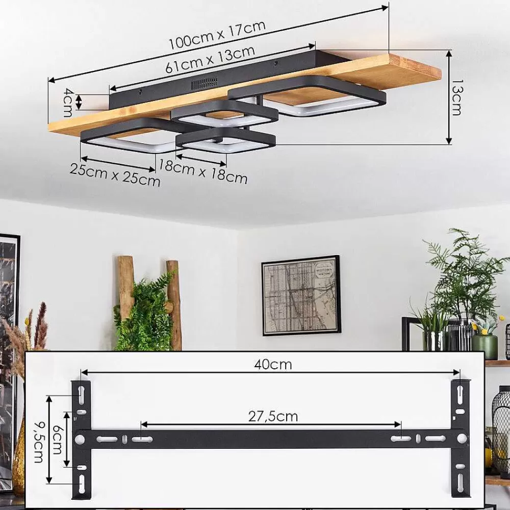 hofstein Plafonnier Pompu Led Ecru, Noir, 1 Lumiere