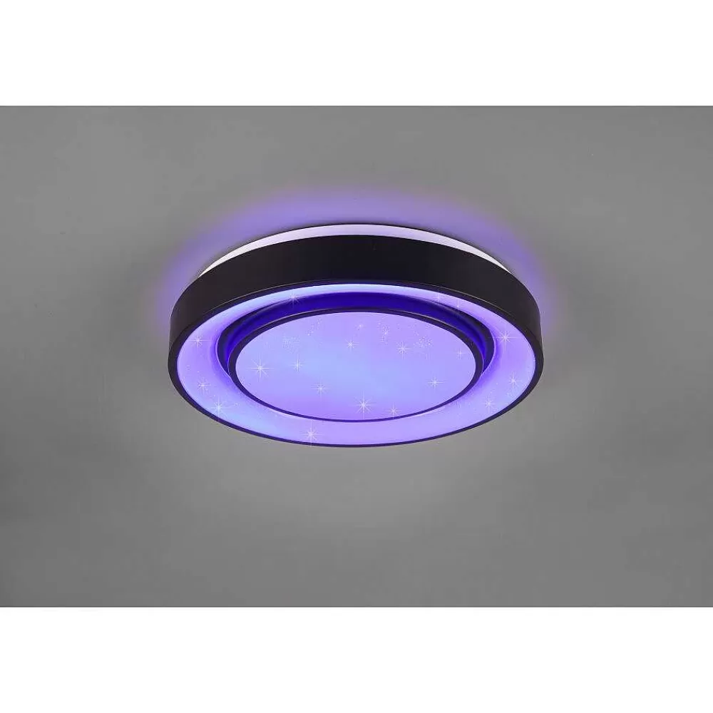 Luminaires Reality Plafonnier Reality Mona Led Noir, 1 Lumiere, Changeur De Couleurs