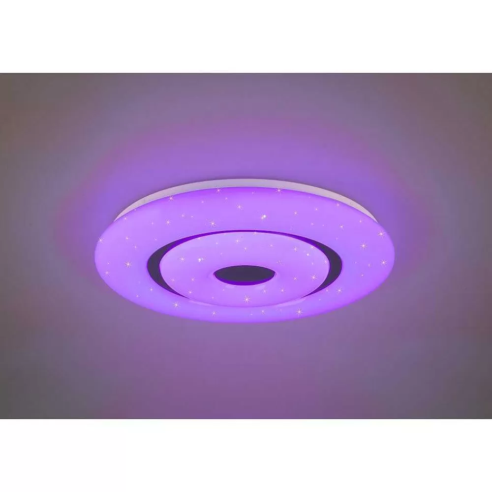 Luminaires Reality Plafonnier Reality Rana Led Noir, Blanc, 1 Lumiere, Telecommandes, Changeur De Couleurs