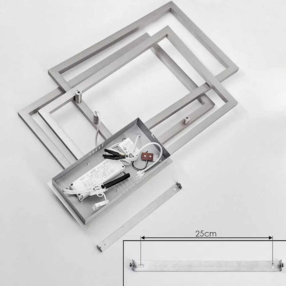 hofstein Plafonnier Relous Led Acier Inoxydable, 3 Lumieres, Telecommandes, Changeur De Couleurs