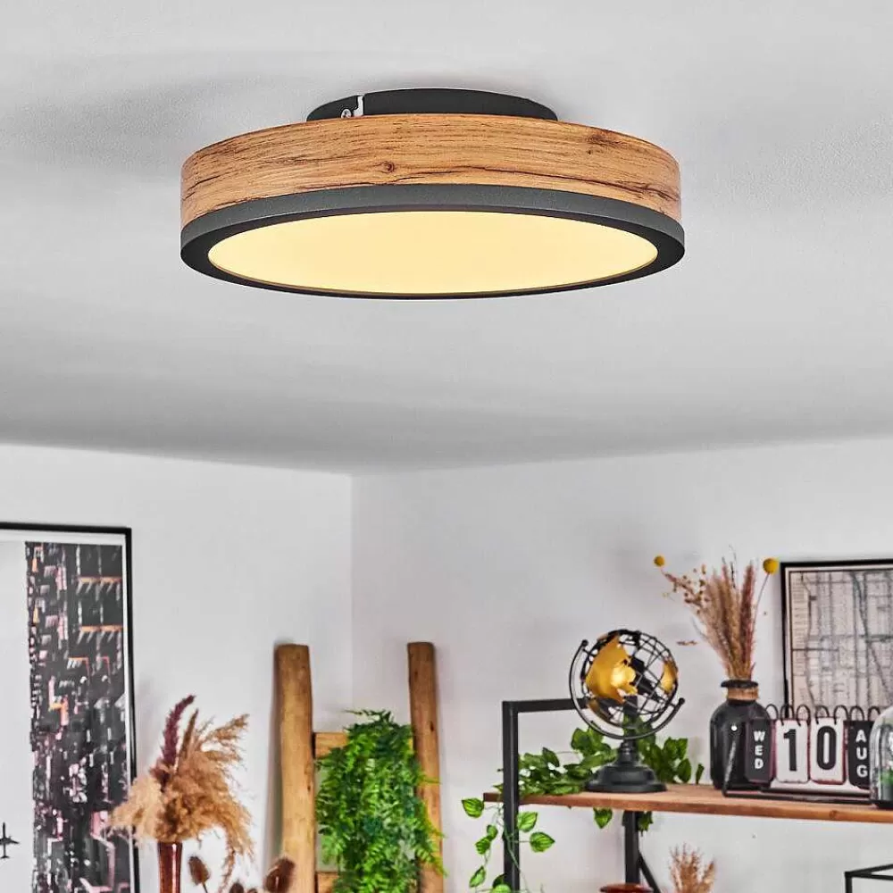 hofstein Plafonnier Salmi Led Anthracite, Brun, Couleur Bois, 1 Lumiere