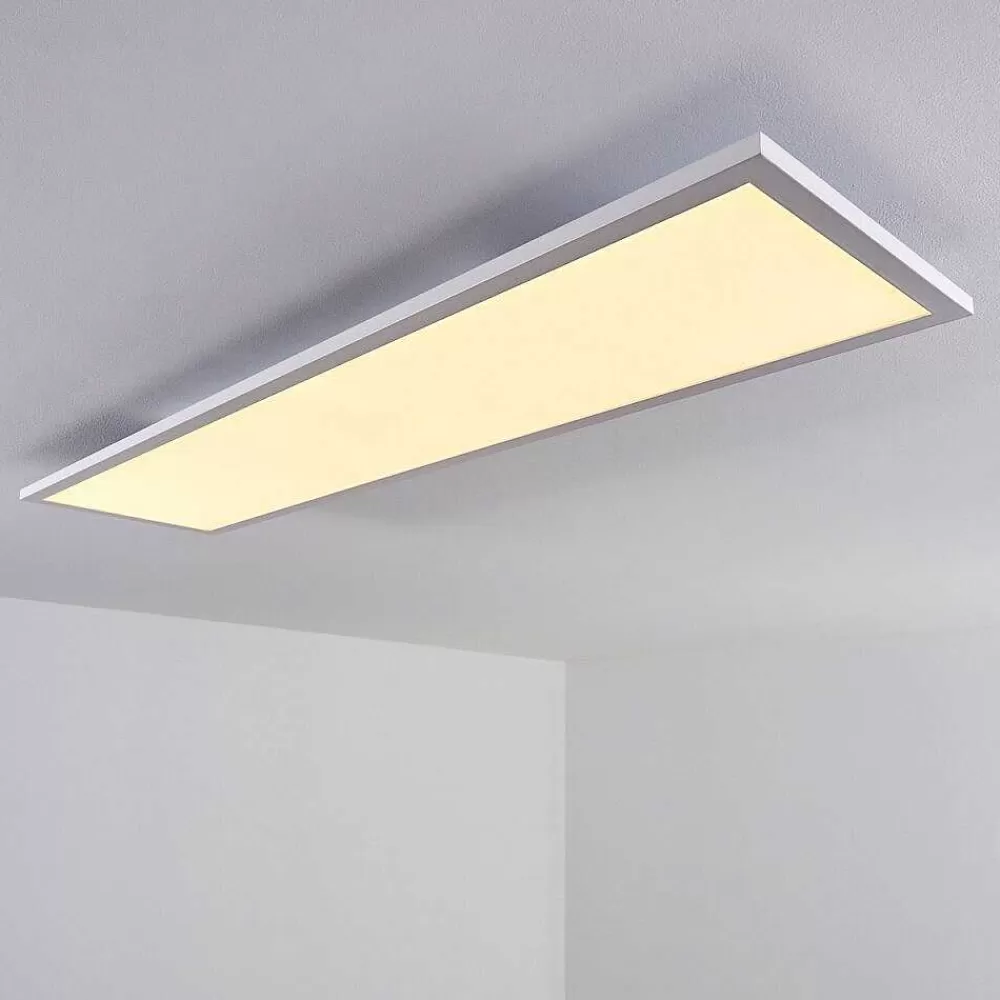 hofstein Plafonnier Salmi Led Blanc, 1 Lumiere, Telecommandes, Changeur De Couleurs