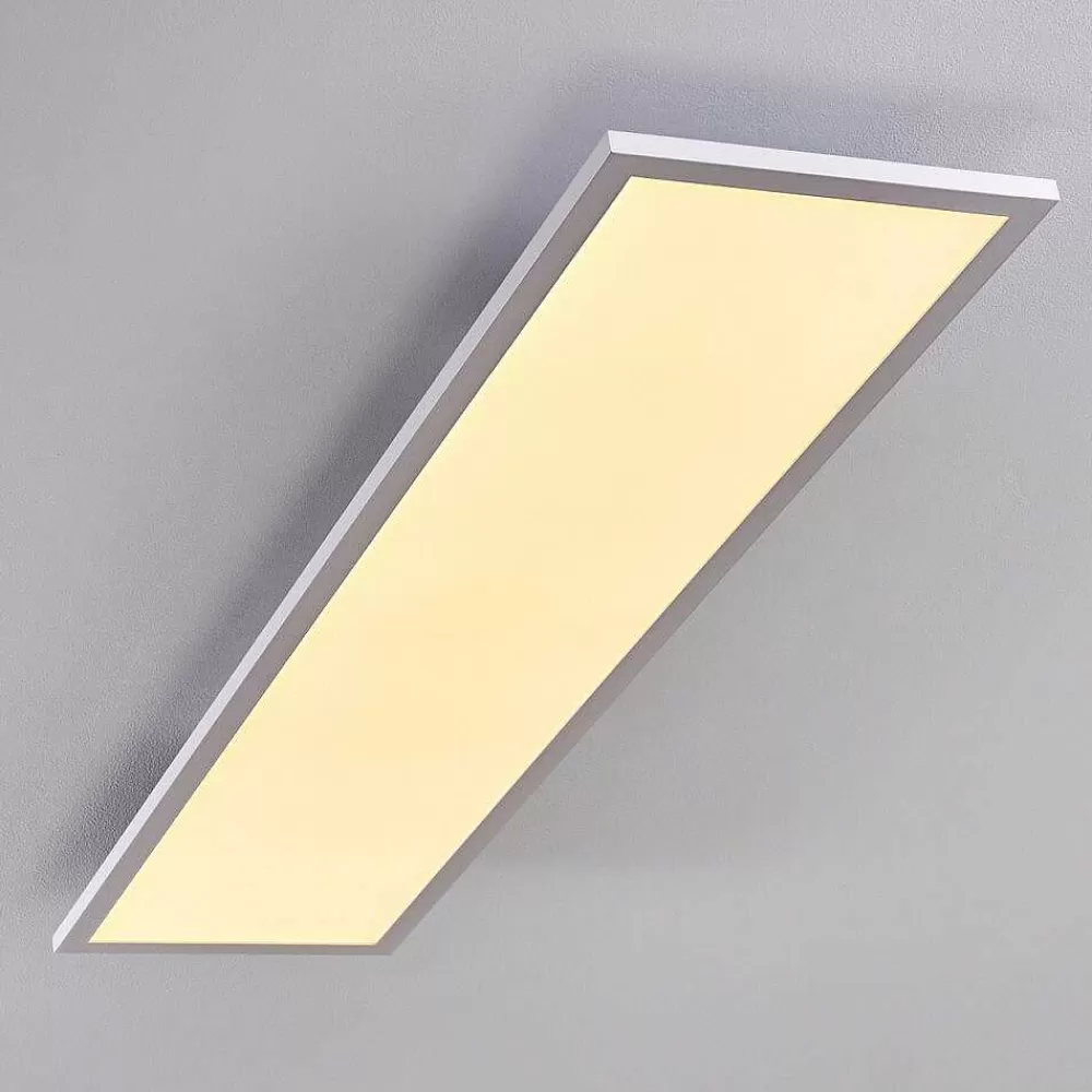 hofstein Plafonnier Salmi Led Blanc, 1 Lumiere, Telecommandes, Changeur De Couleurs
