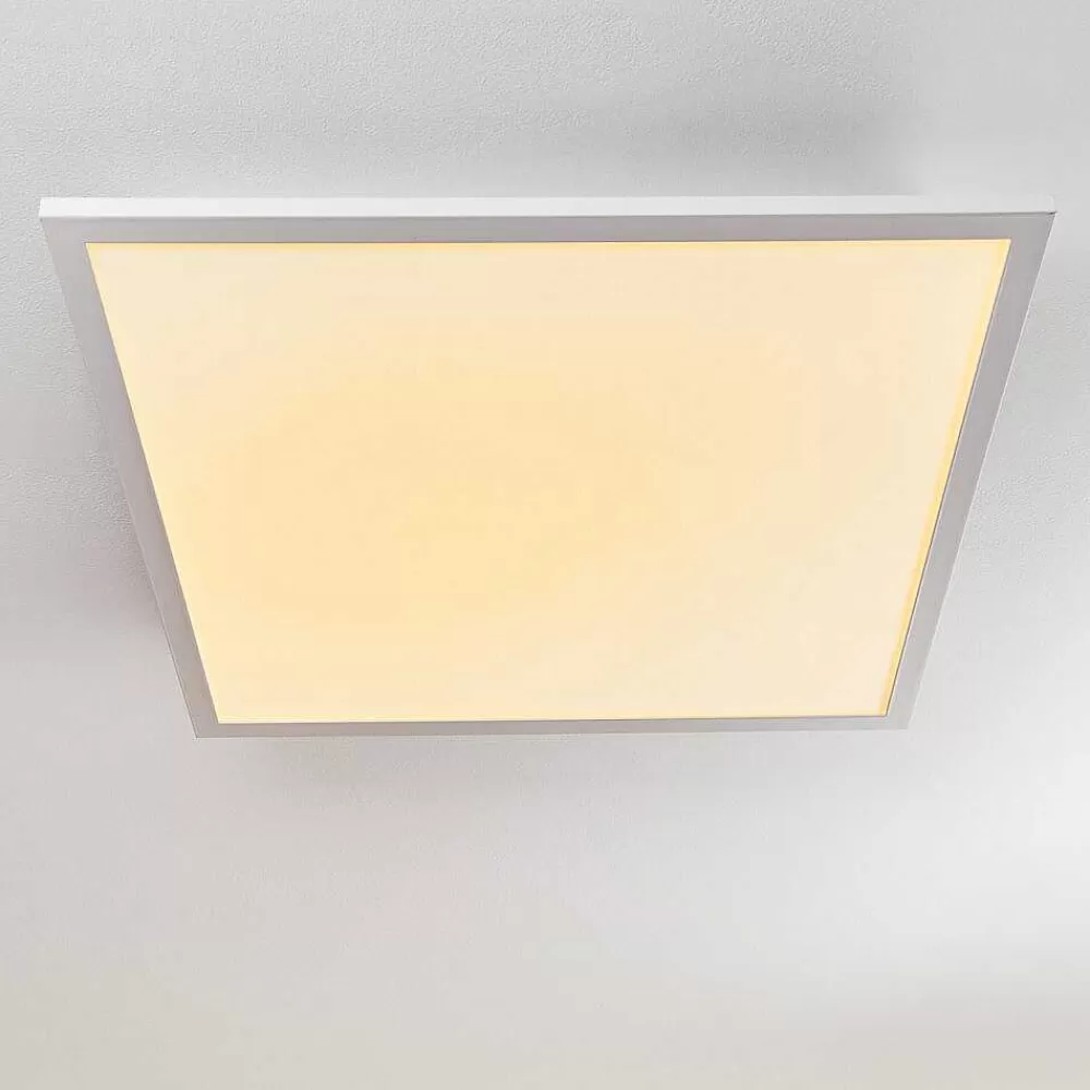 hofstein Plafonnier Salmi Led Blanc, 1 Lumiere, Telecommandes, Changeur De Couleurs