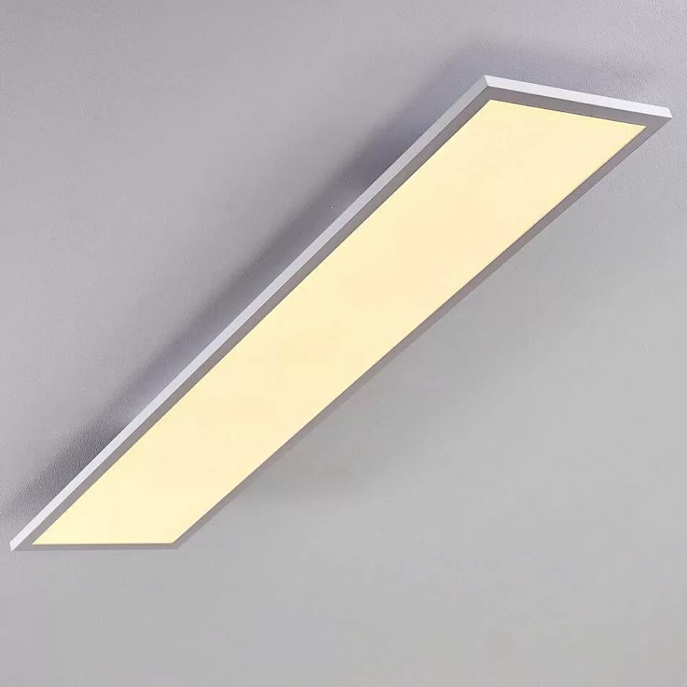 hofstein Plafonnier Salmi Led Blanc, 1 Lumiere, Telecommandes, Changeur De Couleurs