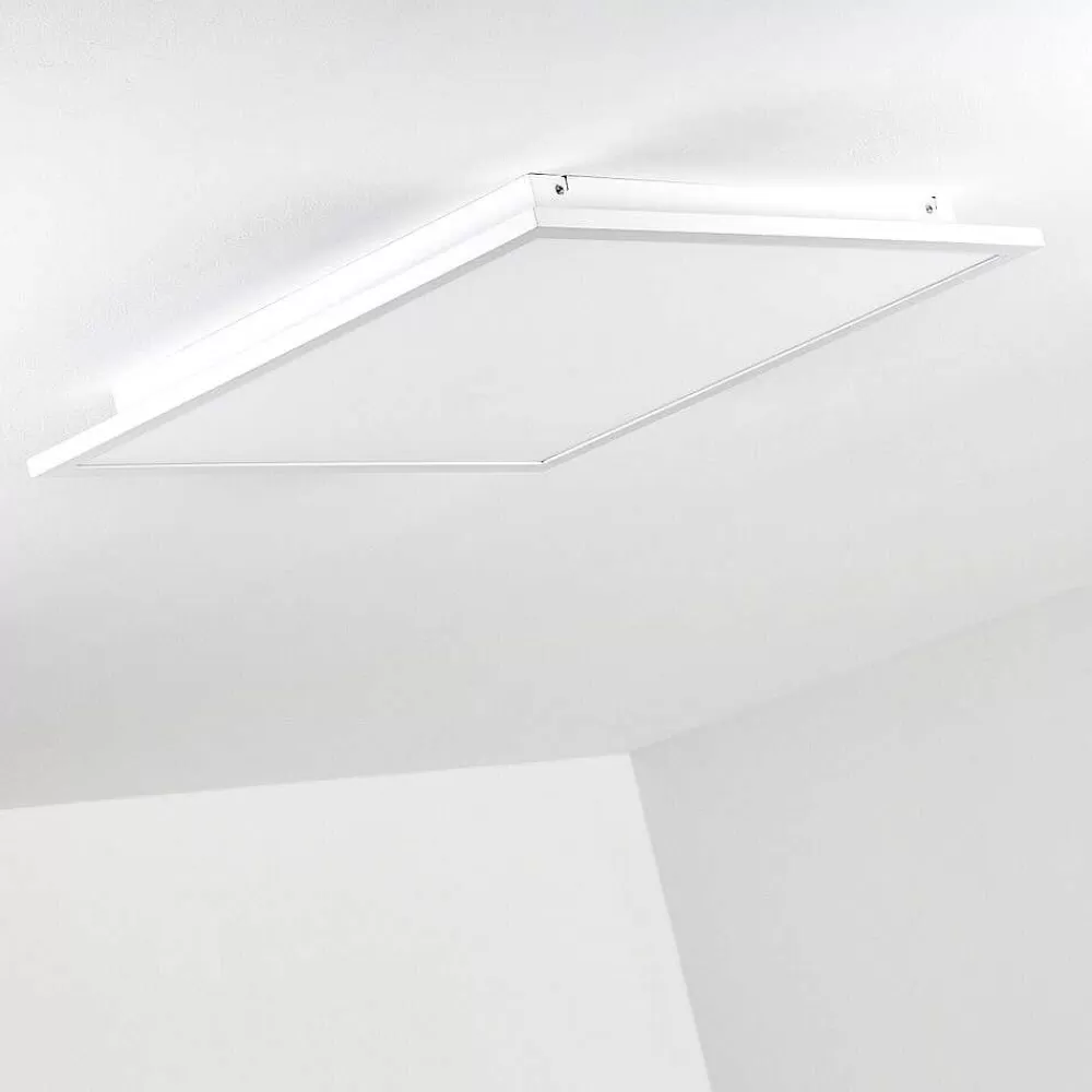 hofstein Plafonnier Salmi Led Blanc, 1 Lumiere, Telecommandes, Changeur De Couleurs