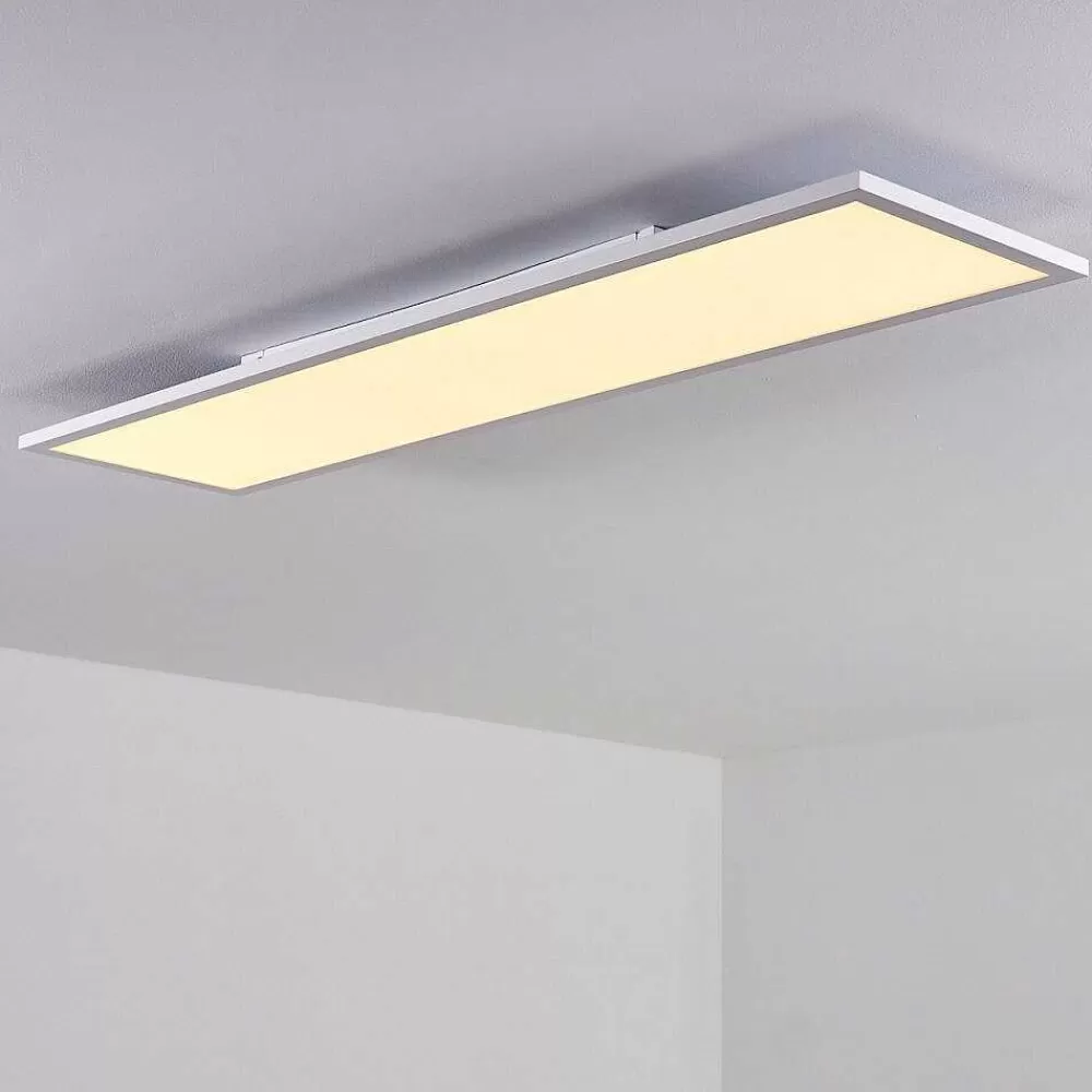 hofstein Plafonnier Salmi Led Blanc, 1 Lumiere, Telecommandes, Changeur De Couleurs