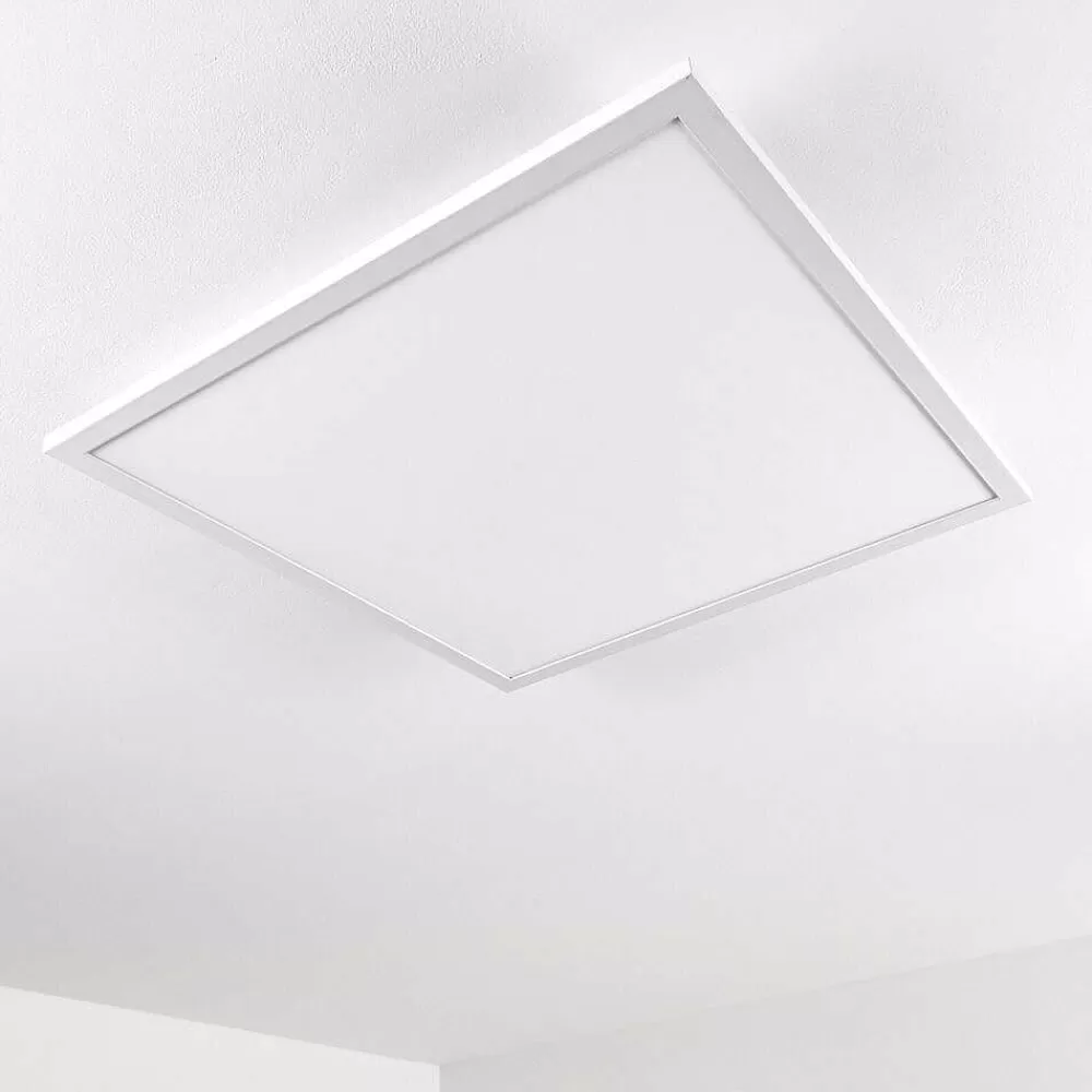 hofstein Plafonnier Salmi Led Blanc, 1 Lumiere, Telecommandes, Changeur De Couleurs