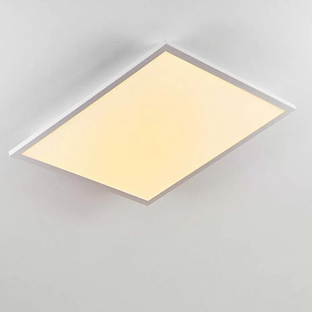 hofstein Plafonnier Salmi Led Blanc, 1 Lumiere, Telecommandes, Changeur De Couleurs