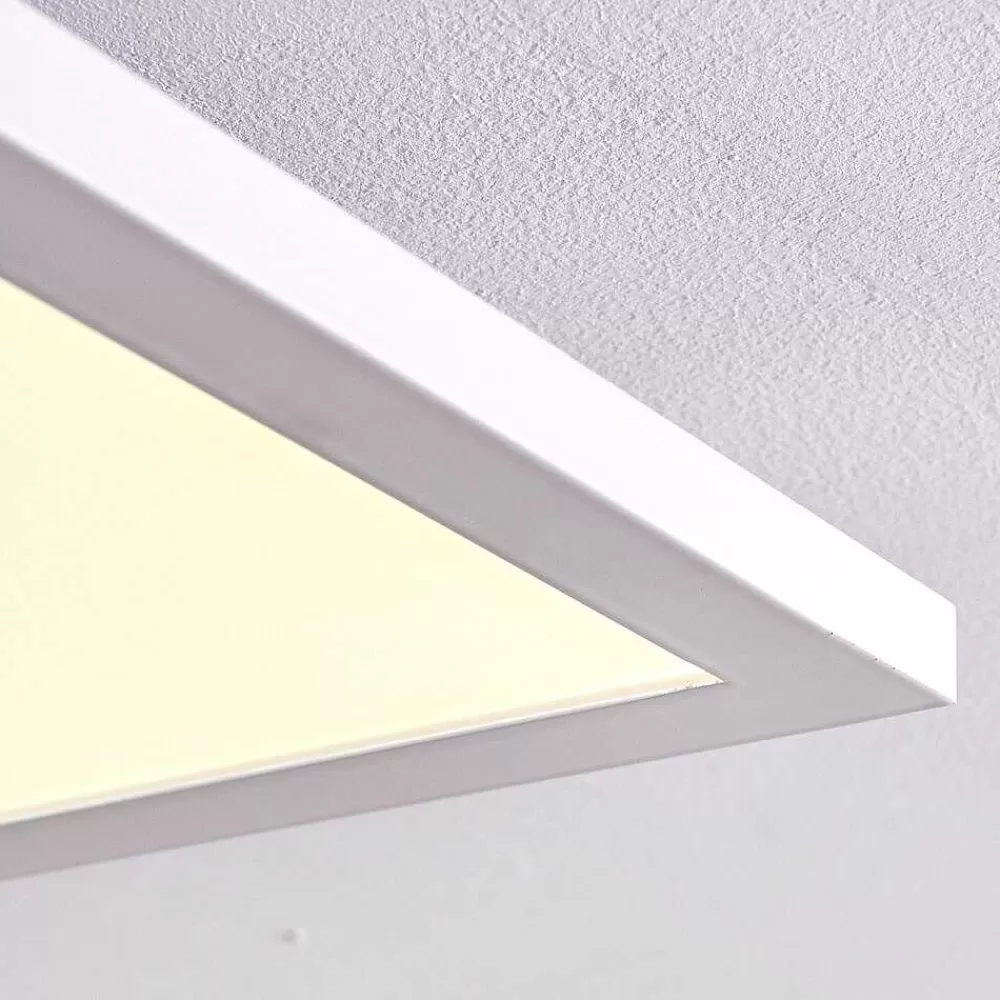 hofstein Plafonnier Salmi Led Blanc, 1 Lumiere, Telecommandes, Changeur De Couleurs