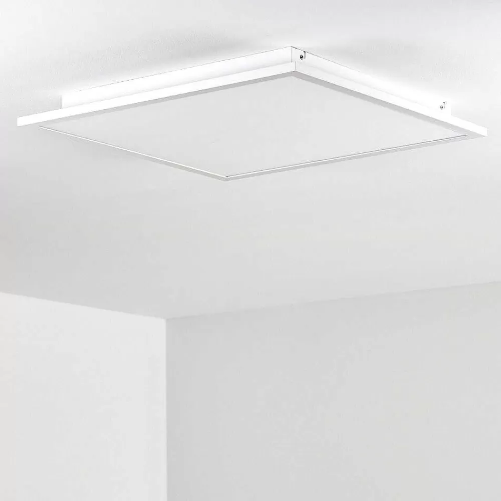 hofstein Plafonnier Salmi Led Blanc, 1 Lumiere, Telecommandes, Changeur De Couleurs