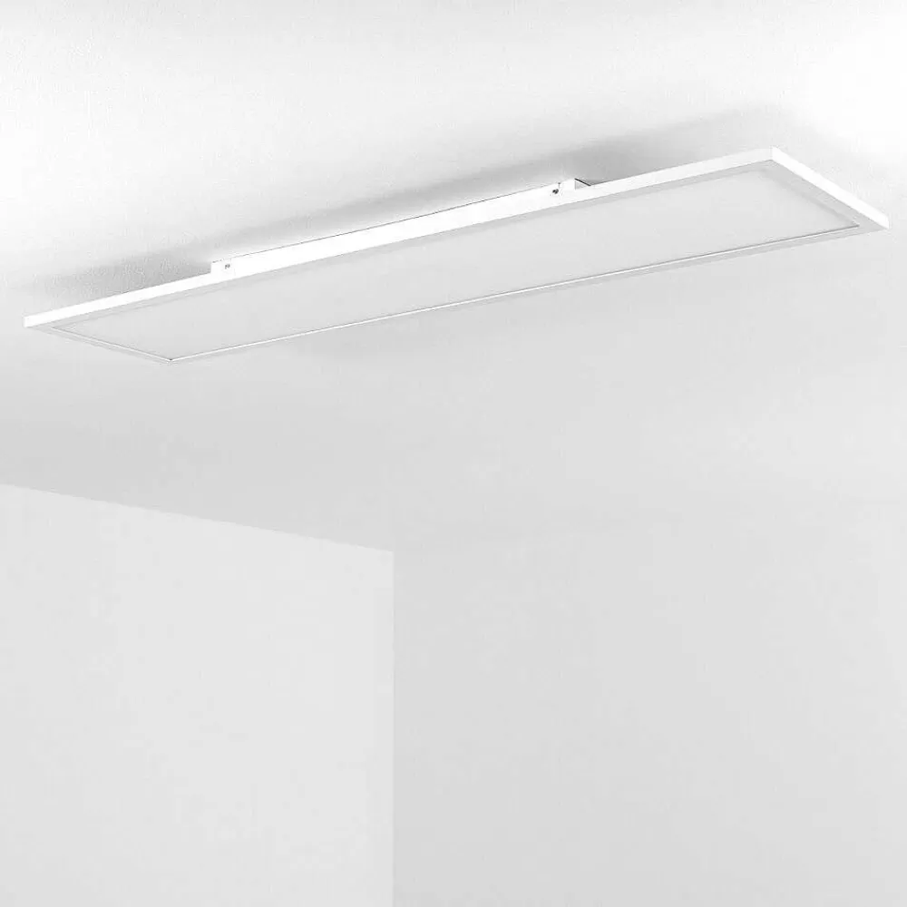 hofstein Plafonnier Salmi Led Blanc, 1 Lumiere, Telecommandes, Changeur De Couleurs