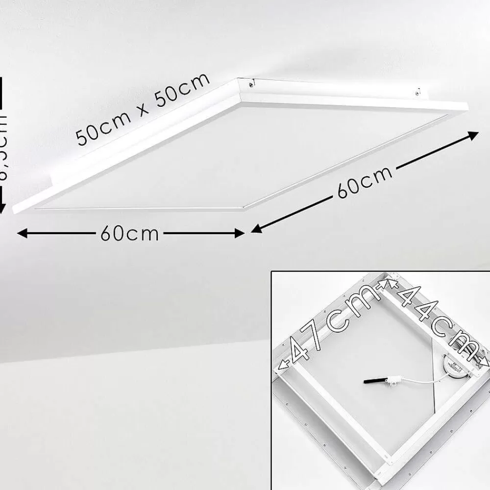 hofstein Plafonnier Salmi Led Blanc, 1 Lumiere, Telecommandes, Changeur De Couleurs