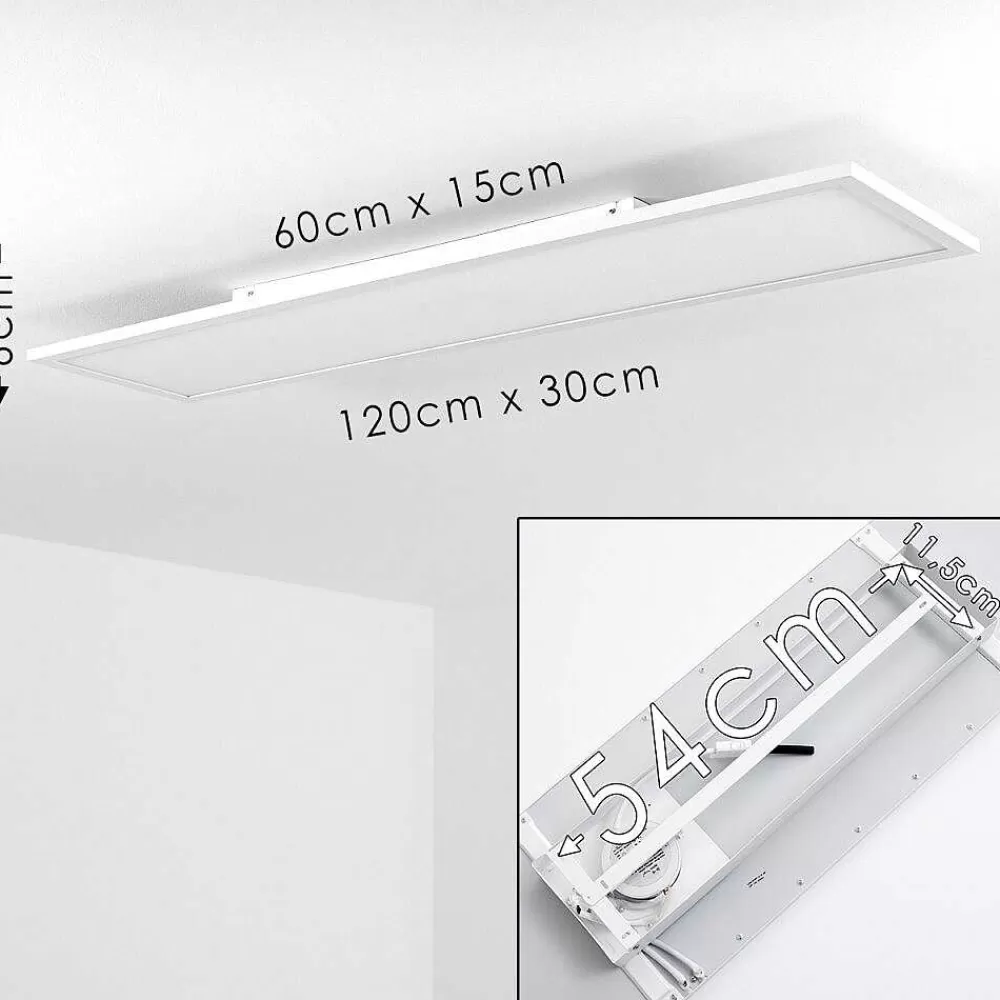 hofstein Plafonnier Salmi Led Blanc, 1 Lumiere, Telecommandes, Changeur De Couleurs