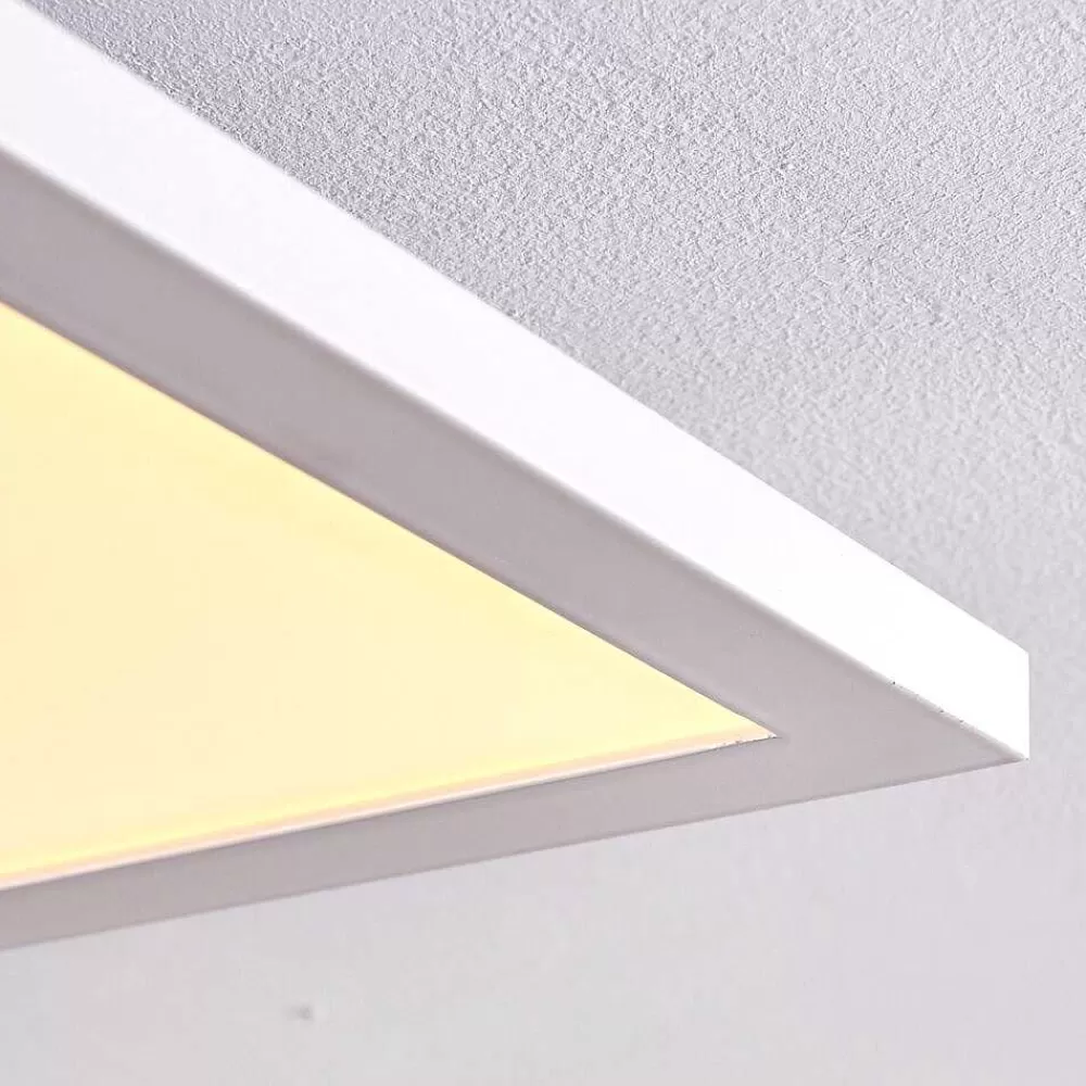 hofstein Plafonnier Salmi Led Blanc, 1 Lumiere, Telecommandes, Changeur De Couleurs