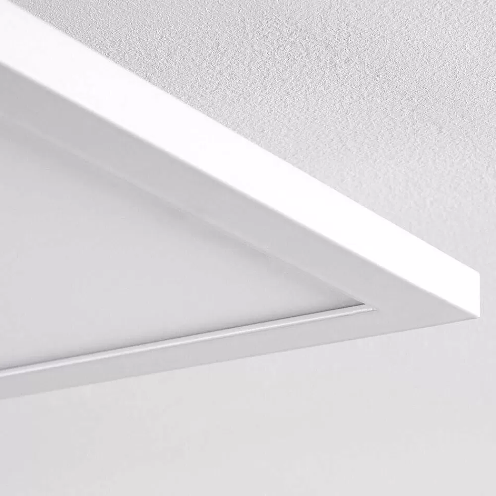 hofstein Plafonnier Salmi Led Blanc, 1 Lumiere, Telecommandes, Changeur De Couleurs