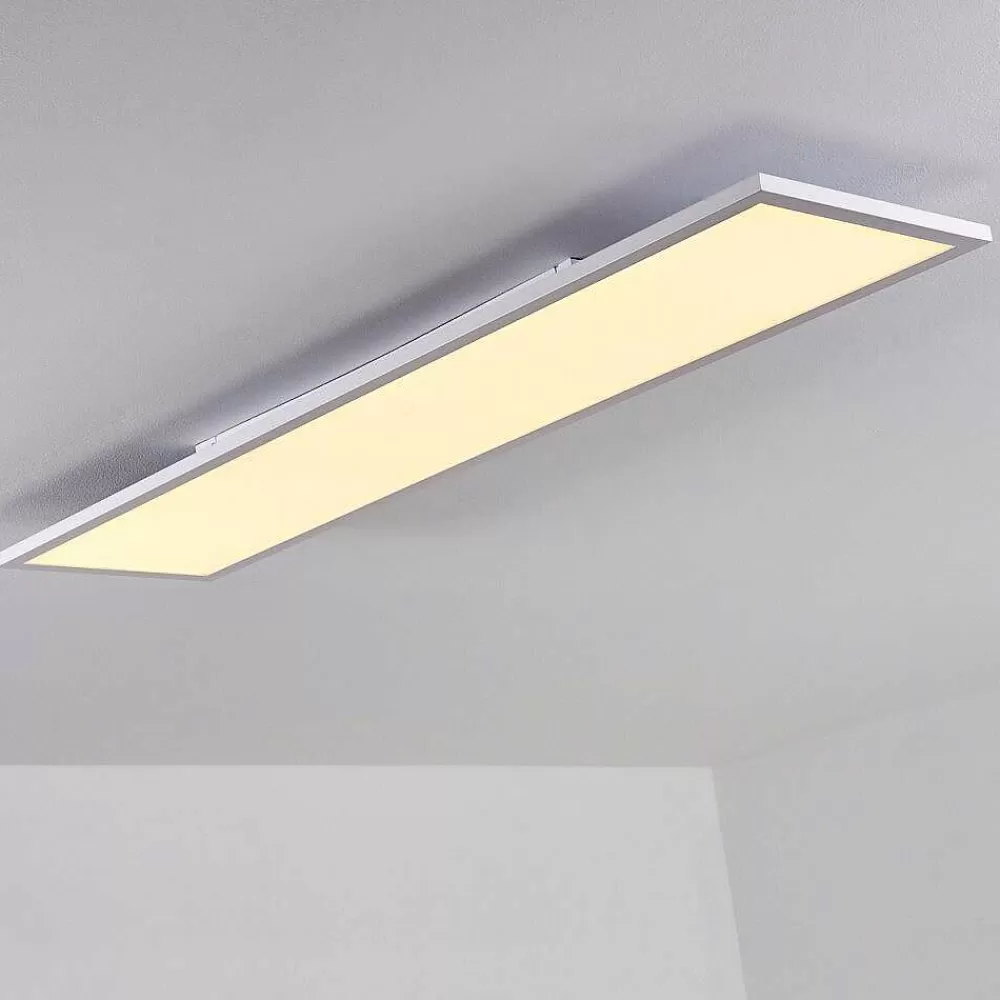 hofstein Plafonnier Salmi Led Blanc, 1 Lumiere, Telecommandes, Changeur De Couleurs