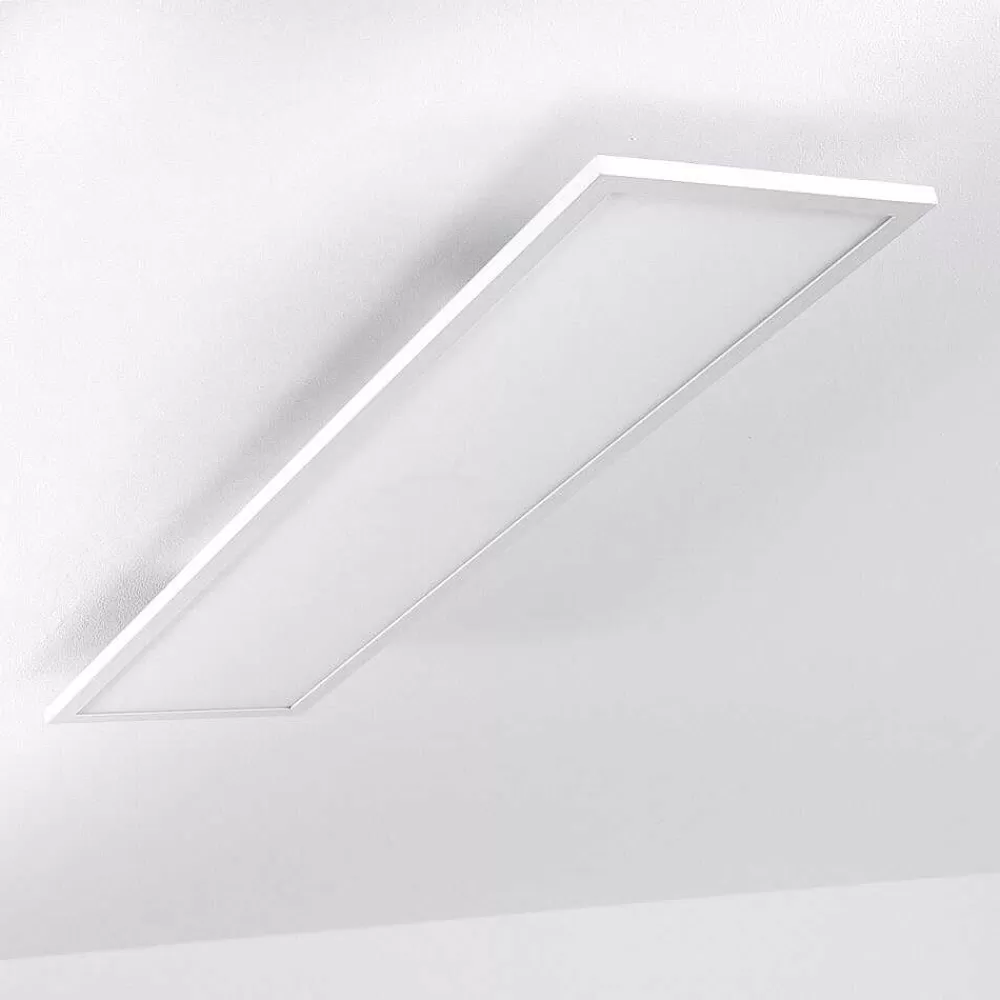 hofstein Plafonnier Salmi Led Blanc, 1 Lumiere, Telecommandes, Changeur De Couleurs