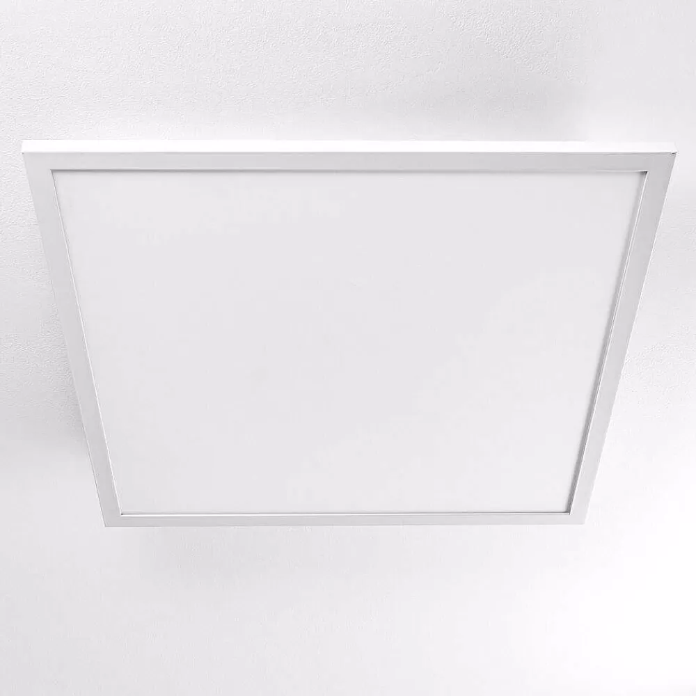 hofstein Plafonnier Salmi Led Blanc, 1 Lumiere, Telecommandes, Changeur De Couleurs