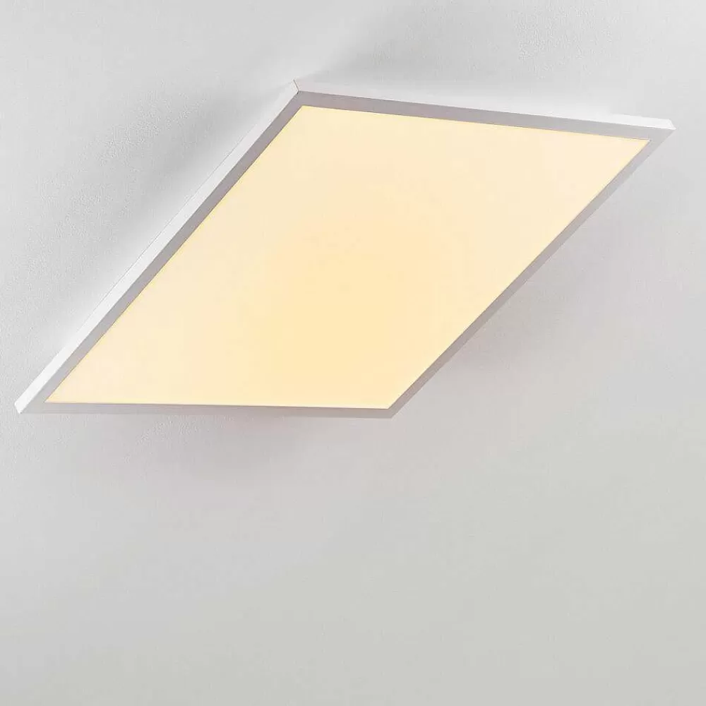 hofstein Plafonnier Salmi Led Blanc, 1 Lumiere, Telecommandes, Changeur De Couleurs