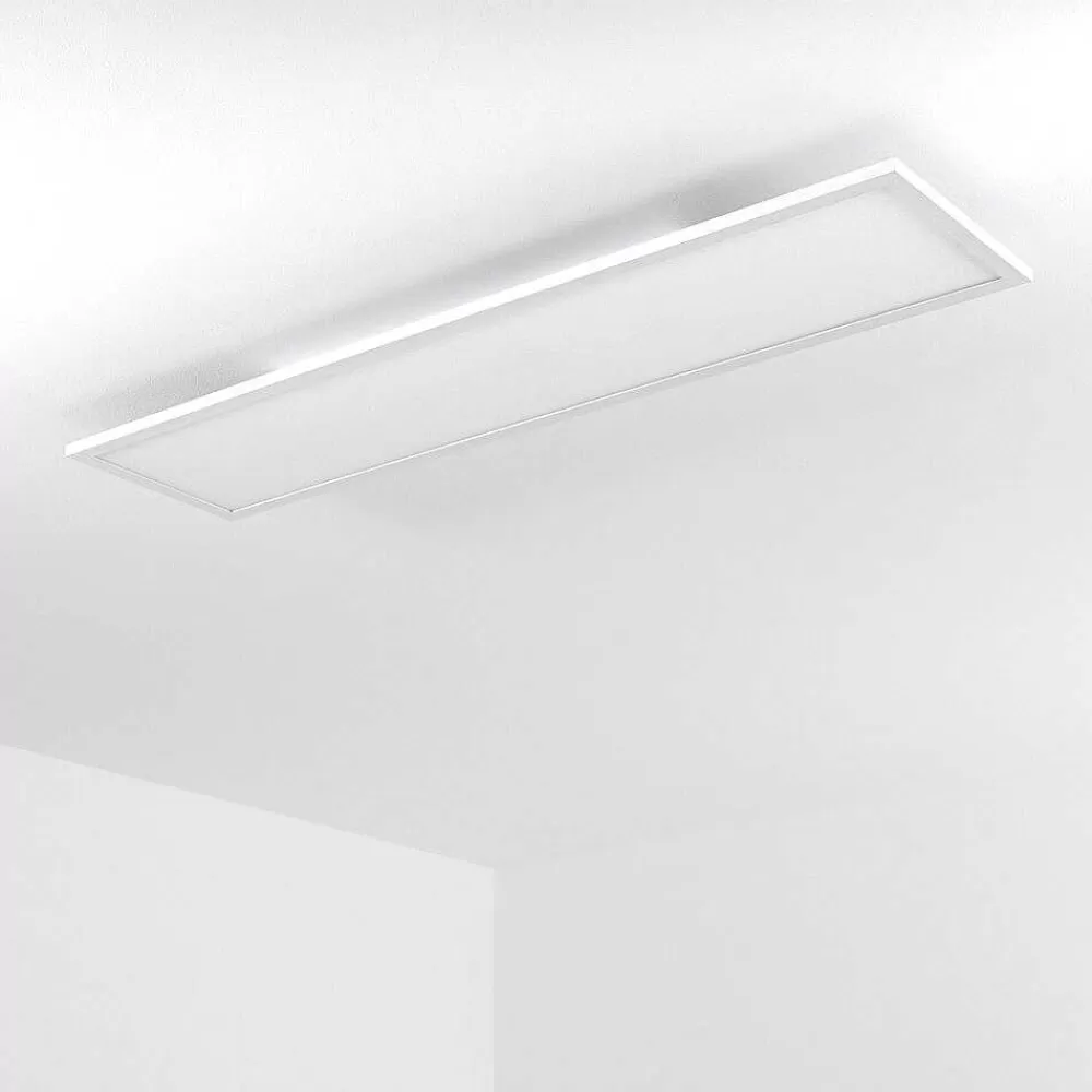 hofstein Plafonnier Salmi Led Blanc, 1 Lumiere, Telecommandes, Changeur De Couleurs