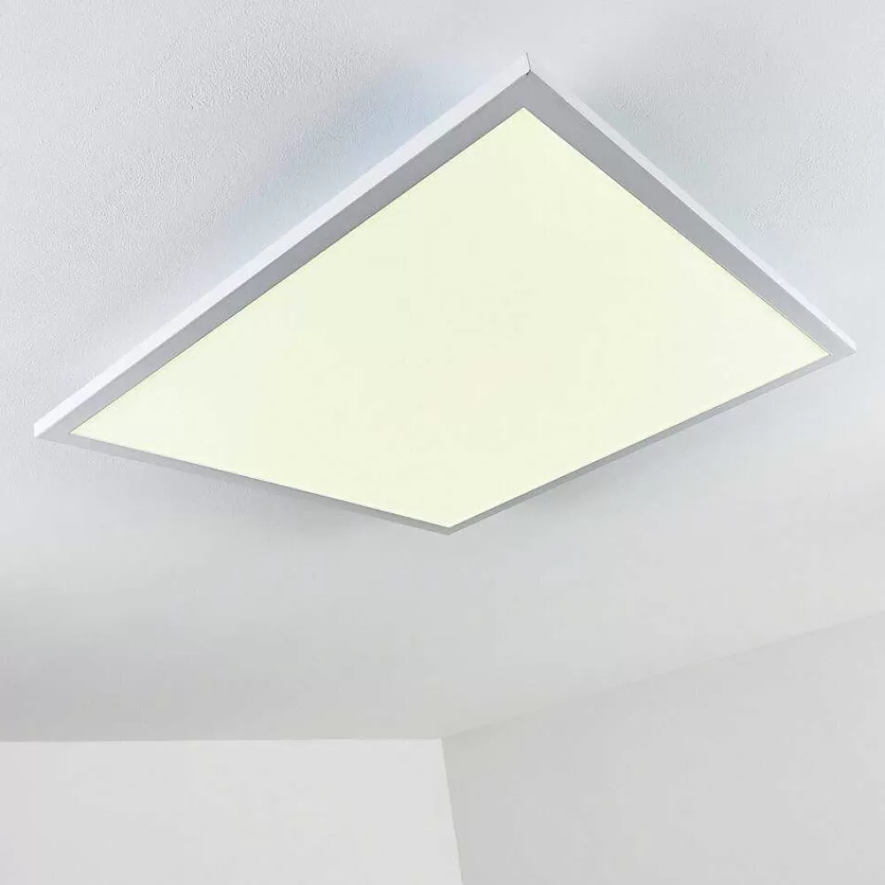 hofstein Plafonnier Salmi Led Blanc, 1 Lumiere, Telecommandes, Changeur De Couleurs