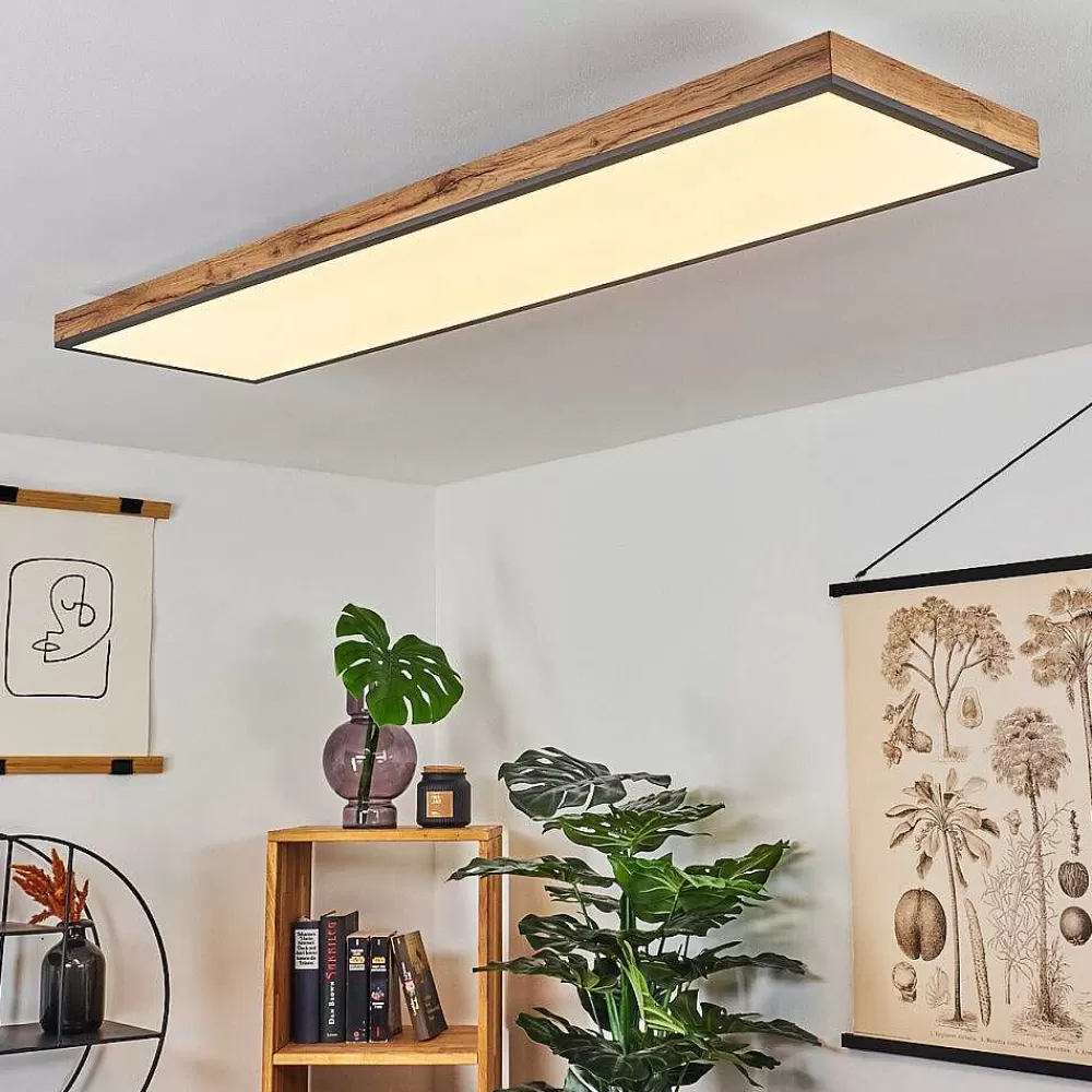 hofstein Plafonnier Salmi Led Couleur Bois, Noir, Blanc, 1 Lumiere