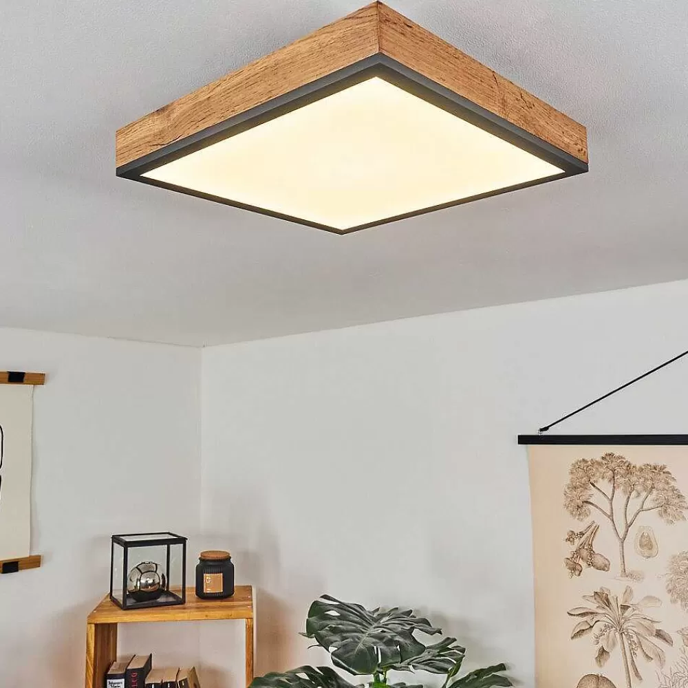 hofstein Plafonnier Salmi Led Couleur Bois, Noir, Blanc, 1 Lumiere