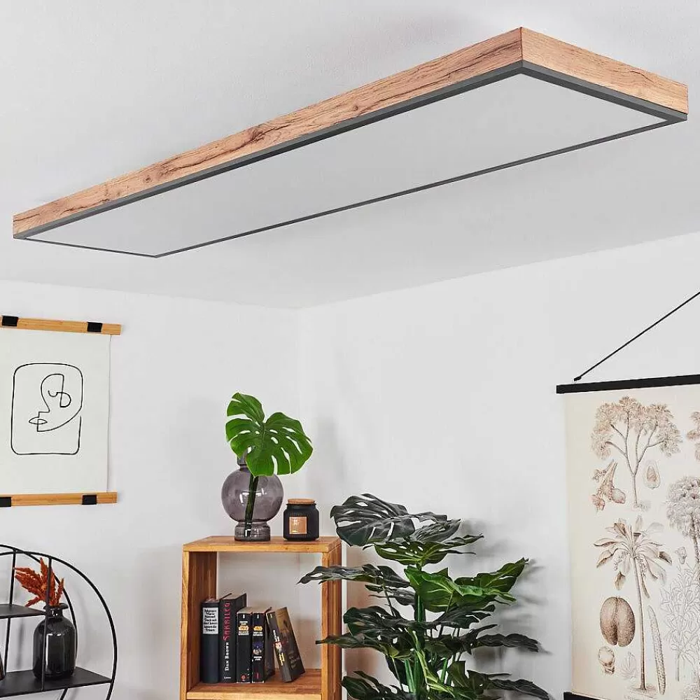hofstein Plafonnier Salmi Led Couleur Bois, Noir, Blanc, 1 Lumiere