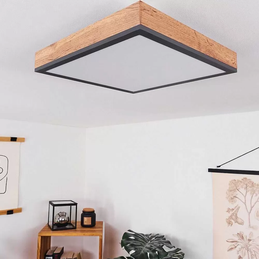 hofstein Plafonnier Salmi Led Couleur Bois, Noir, Blanc, 1 Lumiere
