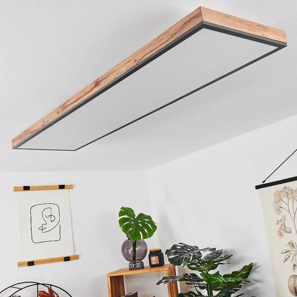 hofstein Plafonnier Salmi Led Couleur Bois, Noir, Blanc, 1 Lumiere