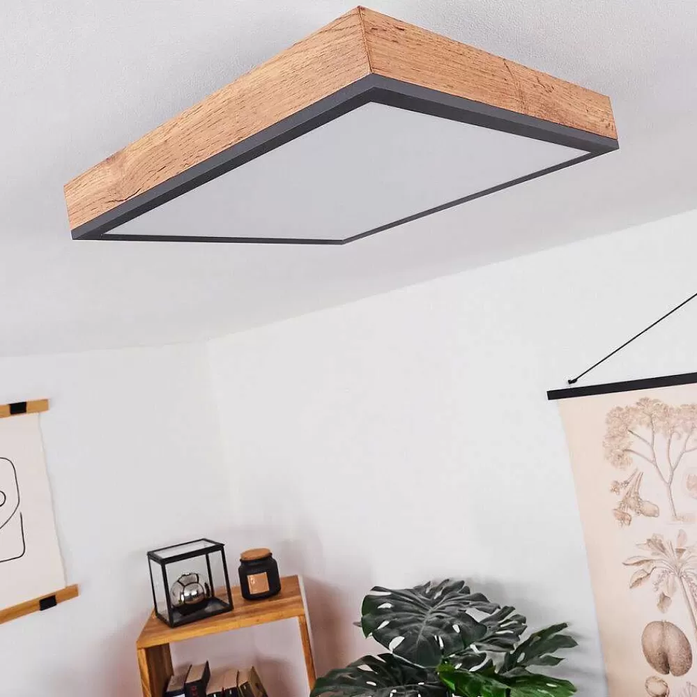 hofstein Plafonnier Salmi Led Couleur Bois, Noir, Blanc, 1 Lumiere