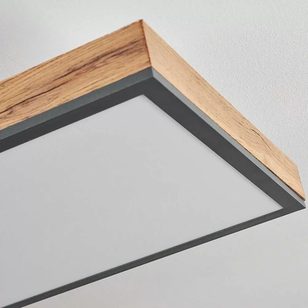 hofstein Plafonnier Salmi Led Couleur Bois, Noir, Blanc, 1 Lumiere